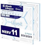 LEVOIT 20x20x1 Air Filter, MERV 11, 6-Month Pleated 1-Inch Electrostatic AC Furnace Air Cleaning ...