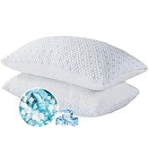 Shredded Memory Foam Pillows Queen Size Set of 2, Cooling Pillows for Sleeping, Adjustable Bed Pi...