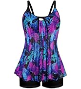 Arolina Women's Plus Size Tankini Swimsuits Mesh Modest Two Piece Bathing Suits with Shorts Front...