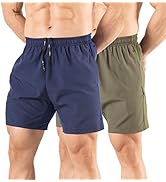 Gaglg Men's 5" Running Shorts 2 Pack Quick Dry Athletic Workout Gym Shorts with Zipper Pockets
