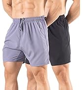 Gaglg Men's 5" Running Shorts 2 Pack Quick Dry Athletic Workout Gym Shorts with Zipper Pockets