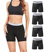 wirarpa Women's Boxer Briefs Cotton Underwear Anti Chafing Boy Shorts Panties 5.5" Inseam 4 Pack