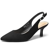DREAM PAIRS Women's Kitten Heel Closed Toe Slingback Pointed Toe Low Stiletto Heels Dress Bridal ...