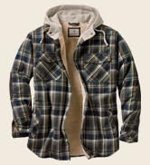 Mens Camp Night Berber Lined Hooded Flannel Shirt Jacket