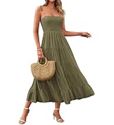 PRETTYGARDEN Women's Summer Dresses 2025 Spaghetti Strap Sleeveless Backless Smocked A-Line Boho ...