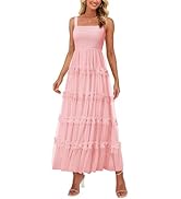 PRETTYGARDEN Women's Summer Dresses 2025 Sleeveless Smocked Tiered Ruffle Tulle A-Line Flowy Wedd...