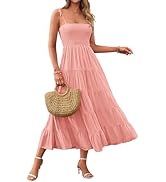 PRETTYGARDEN Women's Summer Dresses 2025 Spaghetti Strap Sleeveless Backless Smocked A-Line Boho ...