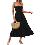 PRETTYGARDEN Women's Summer Dresses 2025 Spaghetti Strap Sleeveless Backless Smocked A-Line Boho ...