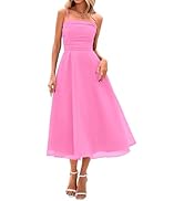 PRETTYGARDEN Womens Summer Dresses 2025 Spaghetti Strap Sleeveless Smocked Flowy Midi Wedding Gue...