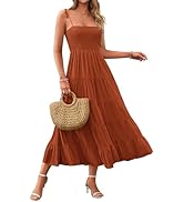 PRETTYGARDEN Women's Summer Dresses 2025 Spaghetti Strap Sleeveless Backless Smocked A-Line Boho ...