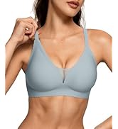 OEAK Womens Comfortable Bras Wireless Bras Push Up Bralettes Scalloped Mesh Bras Seamless Tshirts...