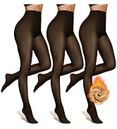 OEAK Womens 3 Pack Fleece Lined Tights Fake Translucent Pantyhose Thermal Opaque High Waist Leggi...