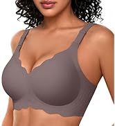 OEAK Womens Seamless Scalloped Bras No Underwire Push Up Full Coverage Bra Comfortable Soft Conve...
