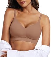 OEAK Womens Push Up Everyday Bras Comfortable Wireless Bralettes V Neck Seamless Bra Smooth Brass...