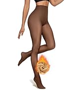 OEAK Womens Fleece Lined Tights Fake Translucent Pantyhose Thermal Opaque High Waisted Winter Leg...