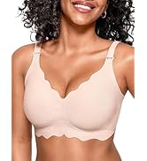 OEAK Women Bras No Underwire Scalloped Push Up Bra Buttery Soft Tshirt Bra Seamless Full Coverage...
