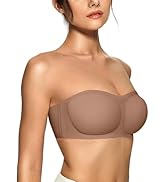 OEAK Womens Strapless Bandeau Bra Non Slip Bras Push Up Wireless Padded Bras Supportive Seamless ...
