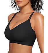 OEAK Womens Comfortable Bras Wireless V Neck Bra Full Coverage Bralettes Seamless Tshirts Bras Pu...