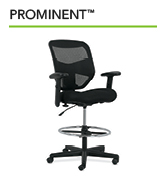 HON Prominent Mesh Back Chair, Black - Height Adj Stool