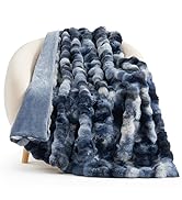 Cozy Bliss Faux Fur Throw Blanket for Couch, Fuzzy Soft Plush Thick Bubble Blanket for Sofa Bedro...