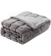 Cozy Bliss Faux Fur Throw Blanket for Couch, Cozy Warm Plush Striped Blanket for Sofa Bedroom Liv...