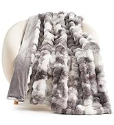 Cozy Bliss Faux Fur Throw Blanket for Couch, Fuzzy Soft Plush Thick Bubble Blanket for Sofa Bedro...