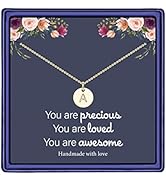 Hidepoo Disc Initial Necklace Gifts for Girls - 14K Gold Filled/Rose Gold/S925 Sterling Silver Di...