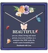 Hidepoo Initial Butterfly Necklace for Girls Gifts, 14K Gold/Silver/Rose Gold Filled Dainty Butte...
