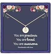 Hidepoo Disc Initial Necklace Gifts for Girls, 14K Gold Filled/Rose Gold/S925 Sterling Silver Dis...