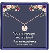 Hidepoo Disc Initial Necklace Gifts for Girls - 14K Gold Filled/Rose Gold/S925 Sterling Silver Di...