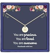 Hidepoo Disc Initial Necklace Gifts for Girls, 14K Gold Filled/Rose Gold/S925 Sterling Silver Dis...