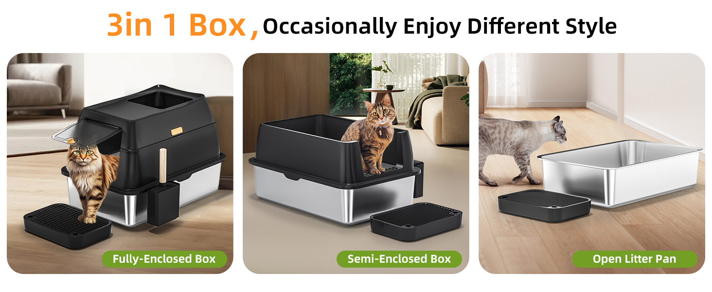 Stainless Steel Cat Litter Box with Lid2