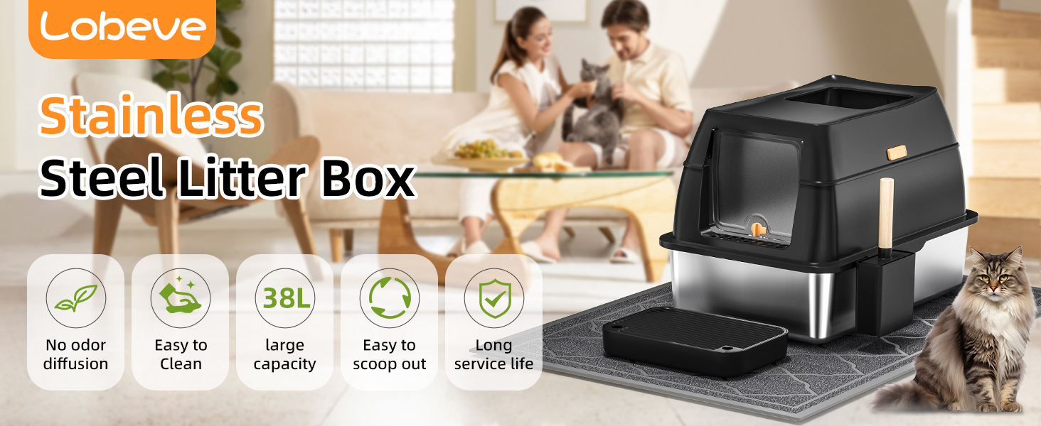 Stainless Steel Cat Litter Box with Lid