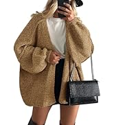 PRETTYGARDEN Womens Oversized Cardigan Sweaters 2024 Fall Long Lantern Sleeve Knit Open Front Lig...