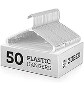 White Standard Plastic Hangers (50 Pack) Durable Tubular Shirt Hanger Ideal for Laundry & Everyda...