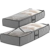 ZOBER Underbed Storage Bag Organizer (2 pk) Large Capacity Storage Box with Reinforced Strap Hand...