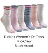 Dickies Women's dri-tech mid crew blush assort