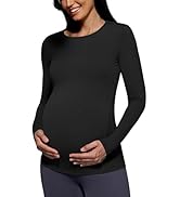 POSHDIVAH Women's Maternity Long Sleeve T Shirts Scoop Neck Pregnancy Tee Top Mama Clothes