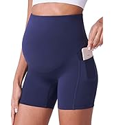 POSHDIVAH Maternity Shorts for Women Over Belly Biker Workout Yoga Active Summer Pregnancy Runnin...
