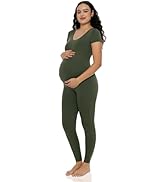 POSHDIVAH Women's Maternity Jumpsuit Romper Pregnancy Short Sleeve T Shirts Bodycon Bodysuit Shap...