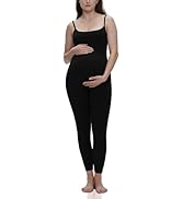 POSHDIVAH Women's Maternity Bodysuit Spaghetti Straps Sleeveless Tank Tops Leggings Jumpsuit Preg...