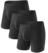 DAVID ARCHY Men's Boxer Briefs, Micro Modal Dual Pouch Trunks Support Ball Bulge Enhancing Underw...
