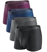 DAVID ARCHY Men's Boxer Briefs, Micro Modal Dual Pouch Trunks Support Ball Bulge Enhancing Underw...