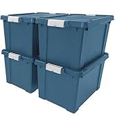 IRIS USA 20 Gallon Sustainable Lockable Storage Bins with Lids, 4 Pack - Made in USA, Heavy Duty...