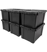 IRIS USA 20 Gallon Lockable Storage Bins with Lids, 6 Pack - Made in USA, Heavy Duty, Stackable C...
