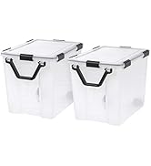 IRIS USA WeatherPro 103 Qt Storage Bins with Lids, 2 Pack, BPA-Free Plastic Gasket Box with Tight...