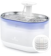 PETLIBRO Cat Water Fountain Stainless Steel,Ultra Quiet,71fl oz/2.1L Automatic Cat Fountain,Two F...