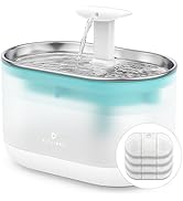 PETLIBRO Cat Water Fountain Stainless Steel,Ultra Quiet,71fl oz/2.1L Automatic Cat Fountain,Two F...