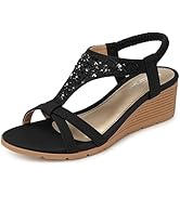 TEMOFON Womens Sandals Wedge Low: Summer Open Toe Wedges Dressy Casual Comfortable Platform Beach...