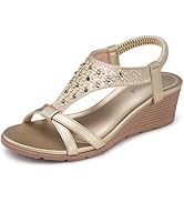 TEMOFON Sandals for Women Wedge Dressy: Summer Open Toe Ankle Strap Sandal, Comfortable Low Platf...